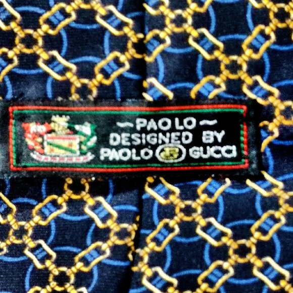 Vintage Gucci Chain Pattern Italian Silk Tie - Picture 3 of 7